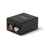 DAC Lindy Phono to TosLink (Optical) & Coaxial Convert analogue audio to a digital audio signal  Technical details  Specifications  Video Interface: - Interface Standard: - Supported Bandwidth: - Maximum Resolution: - HDCP Support: - Audio Interface: Phono (R/L) Chipset: CS8406 Supported Audio: LPCM - Image 3