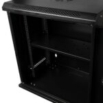 CABINET 19″ SPACER 12U 500x400mm, fixare pe perete, Flatpack (dezasamblat), Black, usa sticla cu blocare, panouri detasabile, otel 1mm, sarcina maxima 25Kg - Image 4