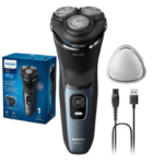 Aparat de ras PHILIPS Shaver Seria 3000 S3144/00, Barbierit umed şi uscat, Fara fir, Capete 5D pivotante si flexibile, Lame autoascutire, 60 min, Capac de protectie, Albastru intens, L x A x I (mm) 140x80x190
