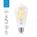 Bec LED inteligent WiZ Connected Filament ClearST64, Wi-Fi, E27, 6.7W(60W), 806 lm, lumina alba (2700-6500K),compatibil GoogleAssist ant/Alexa/Siri