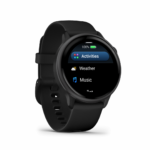 Ceas Garmin vívoactive 6 display AMOLED, dimensiune afisaj 30.4 mm, rezolutie afisaj  390 x 390 pixeli, memorie 8GB, autonomie până la 11 zile (5 zile cu afişajul permanent pornit) rezistanta la apa pana la 5 ATM, greutate: 23g, ramă Black cu curea Bone, carcasă Slate şi curea din silicon - Image 4