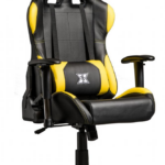 Scaun gaming X by Serioux, Torin, ajustabil, piele sintetica, piston pe gaz, manere reglabile, baza stea cu 5 picioare, greutate maxima admisa 150Kg, perne detasabile, negru si galben