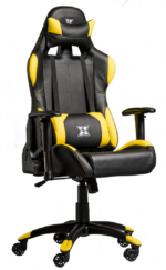 Scaun gaming X by Serioux, Torin, ajustabil, piele sintetica, piston pe gaz, manere reglabile, baza stea cu 5 picioare, greutate maxima admisa 150Kg, perne detasabile, negru si galben