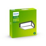 Plafoniera pentru exterior Philips Skies, 2xE27, max 2x14W LED, IP44,260x260x81mm, Antracit - Image 2