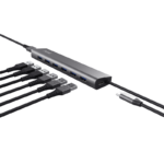 Hub Trust Halyx , 7 porturi USB 3.2 Gen 1, material aluminiu, input USB- C, output USB-A 7, gri - Image 2