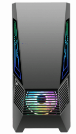 Carcasa gaming Serioux Rogue, tip middle tower, mesh si banda ARGB, Capac superior cu filtru magnetic de praf, panoul lateral: sticla securizata, sasiu: SPCC 0.6T, USB2.0x2+HD Audio, USB 3.0 x1, porturi rezervate pentru ventilator:, față: 1 ventilator RGB fix de 120mm(inclus), suportă cooler pe