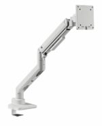 Suport monitor Serioux MM69-C012, compatibilitate  dimensiune ecran 17"-49", arc cu gaz, greutate maximă suportata: (per ecran): 2~20 kg, VESA: 75x75, 100x100, inclinare: +50°~-20°, pivotare: +90°~-90°, rotația ecranului: +180°~-180°, instalare: clemă, grommet,alb