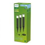 Kit 3 Stalpi LED pentru exterior cu spike Philips PUREX GARDENLINK ,3x1.5W, 3x180 lm, lumina calda (2700K), IP44, 530x60x60mm, Negru
