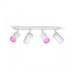 Spot LED RGB Cvadruplu Philips Hue Fugato, Bluetooth, 4xGU10, 4x5.7W ,1400 lm, lumina alba si color (2000-6500K), IP20, Metal, Alb