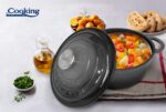 SEMIOALA FONTA EMAILATA + CAPAC 24 x 11.5 CM, 4 L, MARBLE GREY, COOKING BY HEINNER - Image 7