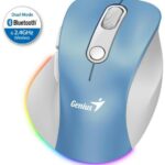 Mouse Genius, Ergo 9000S, PC sau NB, wireless, BT+2.4GHz, optic, 2400 dpi, butoane/scroll 6/1, albastru