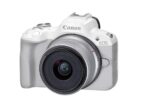 Aparat foto Canon Eos R50 WHITE KIT + Obiectiv RF-S18-45mm F4.5-6.3 IS STM, mirrorless, 24.2 Megapixeli, Procesor Digic X, Montura RF, Senzor APS-C 22.3 x 14.9mm, Aspect 3:2, Focalizare: Dual Pixel CMOS AF II,  100 % pe orizontală şi 100 % pe verticală (selectare automată), 90 % pe orizontală