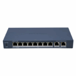 Switch PoE Hikvision DS-3E1310HP-EI(B): 8 x 10/100M PoE Ports, 2 x Gigabit Uplink Ports, 8 porturi PoE maxim 90W, buget PoE 110W, tensiune alimentare 54 VDC, 2.22 A, dimensiuni: 217.6 mm × 27.6 mm × 108.5 mm, greutate: 0.55kg, montare pe birou sau pe perete.