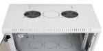 Rack de perete Triton sectiune simpla 18U 600mm adancime usa sticla panouri laterale fixe sectiuni ventilatie activa, sectiuni acces cabluri sus/jos/spate securizare cu cheie, 1 pereche montanti reglabili IP30 gri - Image 2