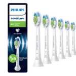 Rezerve Philips Sonicare Optimal White HX6066/87, pachet de 6 capete de periere, Standard, click-on, sincronizarea modurilor BrushSync, Alb