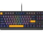 Tastatura gaming mecanica cu fir Genesis Thor 230 TKL, iluminare RGB, switch Linear, switch model Outemu Panda, numar taste 87, 11 butoane multimedia, lungime cablu 1.6m, dimensiuni 363 x 155 x 39 mm, naval blue