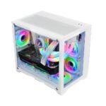 Carcasa 1stPLAYER MV6-wh, 6 ventilatoare aRGB infinity efect plus PWM, telecomanda, Micro-ATX, alb - Image 2