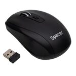 Mouse Spacer PC sau NB, wireless, 2.4GHz, optic, max.1600 dpi, butoane/scroll 4/1, rezolutie selectabila, buton ON/OFF, 2 baterii AAA incluse, negru,