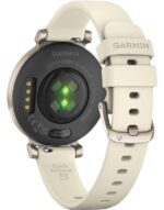 Ceas Garmin Lily 2, display AMOLED, dimensiune afisaj 35.4 mm, rezolutie afisaj 240 x 201 pixeli, memorie 8GB, autonomie pana la 5 zile, rezistanta la apa pana la 5 ATM, greutate: 24,4g, ramăCrem auriu, curea cafenie din material textil - Image 2
