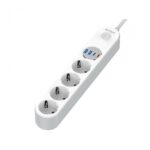 Prelungitor cu protectie Serioux SRXP-PS44W, 4 prize schuko, Tensiune intrare: 100-240V, 50-60Hz, Tensiune ieşire (total): 2500W-10A, 4 porturi USB (auto max), USB-C1-20W si USB-C2/A1/A2-12W, Amperaj port USB (max): 3.4A, Funcţie auto ID - Image 3