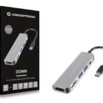 CONCEPTRONIC DONN02G 6-in-1 USB 3.2 Gen 1 Docking Station, USB 3.0 x 2, 60W USB PD, HDTV, SD, TF/MicroSD, 35.8 x 120 x 15 mm