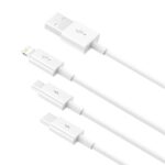 Cablu alimentare si date Baseus Superior Series, pt. smartphone, USB la Micro-USB + Lightning Iphone + USB Type-C 3.5A, 1.5m, alb - Image 2