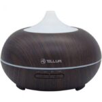 Difuzor Aromoterapie WiFi, voltaj AC100-240V / DC24V 650ma, capacitate 300ml, putere maxima 14W, frecventa ultrasunete 2.4MHz, timp de operare 6-10 ore, RGB LED, controlabil si programabil prin aplicatia Tellur Smart, maro inchis