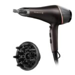 Uscator de par Remington, Copper Radiance, 2200W, Ionizare, grila ceramica, 3 setari temperatura, 2 viteze, Auriu/Negru