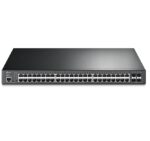"JetStream™ 52-Port Gigabit L2+ Managed Switch with 48-Port PoE+ PORT: 48× Gigabit PoE+ Ports, 4× Gigabit SFP Slots, RJ45/Micro-USB Console Port SPEC: 802.3at/af, 384 W PoE Power, 1U 19-inch Rack-mountable Steel Case FEATURE: Integration with JetStream™ SDN Controller,Static Routing, 802.1Q VLAN