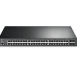 "JetStream™ 52-Port Gigabit L2+ Managed Switch with 48-Port PoE+ PORT: 48× Gigabit PoE+ Ports, 4× Gigabit SFP Slots, RJ45/Micro-USB Console Port SPEC: 802.3at/af, 384 W PoE Power, 1U 19-inch Rack-mountable Steel Case FEATURE: Integration with JetStream™ SDN Controller,Static Routing, 802.1Q VLAN