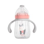 Pachet 3 in 1 cana 260 ml tritan cu 3 accesorii diferite pentru baut : tetina biberon, cioc , pai, dark pink, U-Grow - Image 3