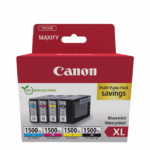 CANON Pachet cartuse cerneala PGI-1500XL multipack, capacitate: black (1020 pages), cyan (1020 pages), magenta (1020 pages), yellow (1020 pages), Compatibilitate: MAXIFY MB2050, MAXIFY MB2150, MAXIFY MB2155, MAXIFY MB2350, MAXIFY MB2750, MAXIFY MB2755