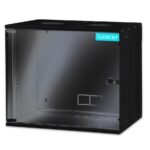 Cabiner Space 19" 9U, fixare pe perete, dezasamblat, 448x515x400, usa sticla cu blocare, otel 1.5mm, greutate maxima 100KG, negru