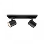 Spot LED Dublu Philips Hue Runner, Bluetooth, 2xGU10, 2x5.5W, 700 lm ,lumina alba (2200-6500K), IP20, 30cm, Metal, Negru, Intrerupator cuvariator inclus