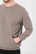 BLUZA COTON CASUAL BARBATI TAUPE-XXL - Image 5