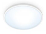Plafoniera LED WiZ SuperSlim, Wi-Fi, Bluetooth, 14W, 1300 lm, luminaalba(2700-6500K), IP20, 24.2cm, Metal/Plastic, Alb