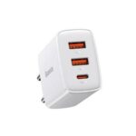INCARCATOR retea Baseus Compact, Quick Charge 30W, 2 x USB 5V/3A, 1 x USB Type-C 5V/3A, alb