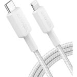 Cablu alimentare si date Anker, USB Type-C (T) la Lightning (T), lungime 1.8m, rata transfer 480 Mbps, invelis nylon, braided, alb