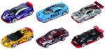 MACHETA DIE CAST, SET 6 MASINI CURSE, SCARA 1/64, 7.5CM, DIVERSE MODELE SI CULORI- PORTOCALIU, GALBEN, BLEU, GRI, ALBASTRU, ALB, NEGRU - Image 2