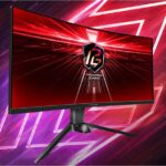 Monitor Gaming Asrock curbat PG34WQ15R2B, diagonala: 34", Aspect: 21:9, anti-glare, Rezolutie: 3440 x 1440, Refresh rate: 165Hz, Luminozitate: 550 cd/m2, Contrast: 3000:1, unghi vizualizare: 178°(H) / 178°(V), culori: 16.7M, Timp raspuns: 1ms, Flicker free, Wi-Fi integrat, Difuzoare integrate: 2 x