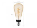 Bec LED inteligent vintage (decorativ) Philips Hue Filament Edison ST72 ,Bluetooth, E27, 7W (40W), 550 lm, lumina alba (2200-4500K) - Image 3