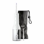 Irigator bucal PHILIPS Sonicare Cordless Power Flosser 3000 HX3826/31, Tehnologie QuadStream, Portabil, 2 moduri de curatare, 3 niveluri de intensitate , 2 x capete de curatare si 1 x husa trasport, Alb, L x A x I (mm) 92x134x247