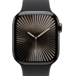 Apple Watch Series 10 GPS + Cellular 42mm Slate Titanium Case with Black Sport Band - S/M