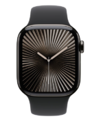 Apple Watch Series 10 GPS + Cellular 42mm Slate Titanium Case with Black Sport Band - S/M