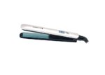 Placa de indreptat parul Shine Therapy S8500, Placi late, Invelis ceramic cu Ulei de Argan si Vitamina E, 150-235ºC, Alb