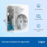 TP-LINK TAPO P100M Mini priză Wi-Fi smart, compatibilă cu Matter, WIFI Protocol: IEEE 802.11b/g/n, Bluetooth, 2.4Ghz, Dimensiuni: 72 × 51 × 40 mm, Cerinte de alimentare: 100-240V~, Incarcare maxima: 2,300W, 10A. - Image 3