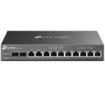 "Omada Gigabit VPN Router with PoE+ Ports and Controller Ability PORT: 2× Gigabit SFP WAN/LAN Port, 1× Gigabit RJ45 WAN Port, 1× Gigabit RJ45 WAN/LAN Ports, 8× Gigabit RJ45 LAN ports SPEC: 802.3at/af, 8 Ports with 110 W PoE Power, Desktop & Wall-mount Steel Case FEATURE: 3-in-1 (Router, PoE+ Switch