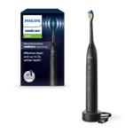 Periuta de dinti electrica Philips Sonicare HX7111/01, 62.000 miscari/minut, autonomie 21 zile, 2 moduri periere, senzor presiune integrat, functia BrushSync, capat de periere Otimal White, negru