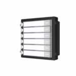 Modul de extensie videinterfon cu sase butoane de apelare Hikvision DS-KD-KK; montaj aplicat sau ingropat (acesoriile de montaj nu s untincluse), customizare afisare nume; iluminare pe timp de noapte;Conectare RS-485, 1 x Input; 1 x Output; Protectie: IP 65; Dimensiuni;Dimensiuni: 98.21 mm × 100.21