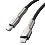 CABLU alimentare si date Baseus Cafule Metal, Fast Charging Data Cable pt. smartphone, USB Type-C la Lightning Iphone PD 20W, brodat, 1m, negru - Image 4